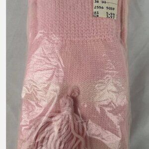 NEW Vintage Pink Striped Tassel Leg Warmers 23" Long Sz L 80s Montgomery Ward